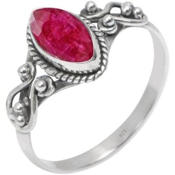 Ruby Handmade Ring Gemstone Promise Silver Ring